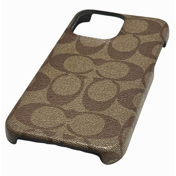 Coach iPhone 14 Pro Max 6.7" Tan Signature Slim Wrap Protective Designer Luxury - Picture 1 of 10